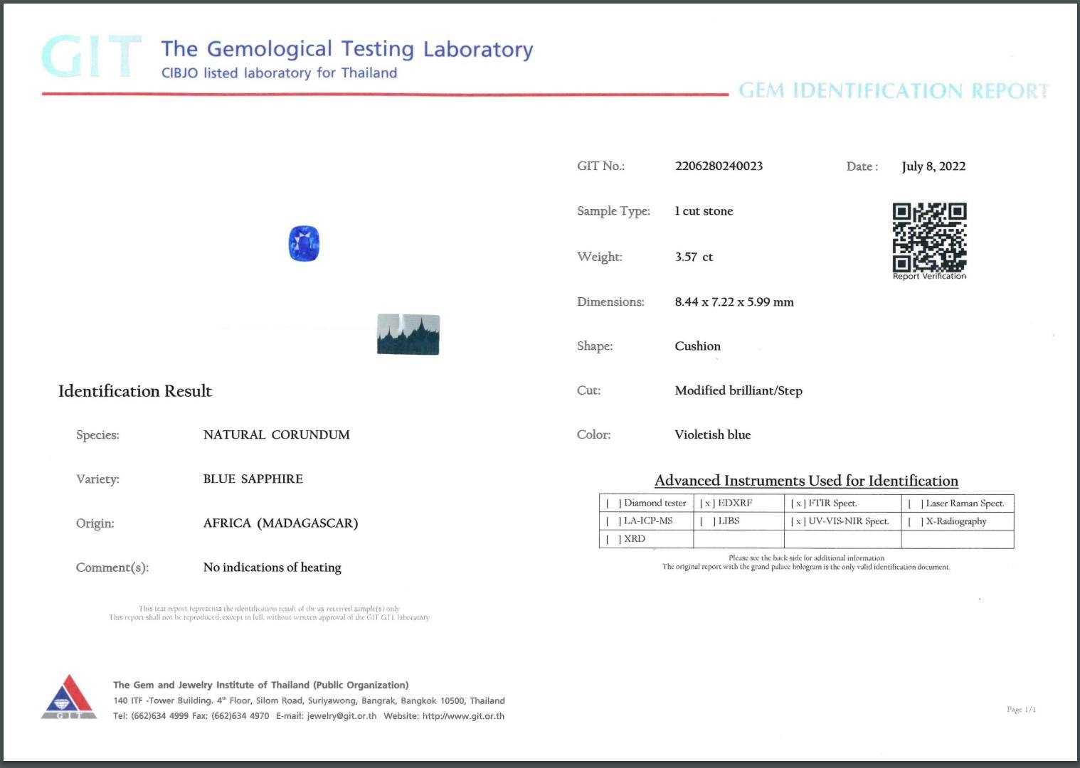 Blue Sapphire 3.57 ct