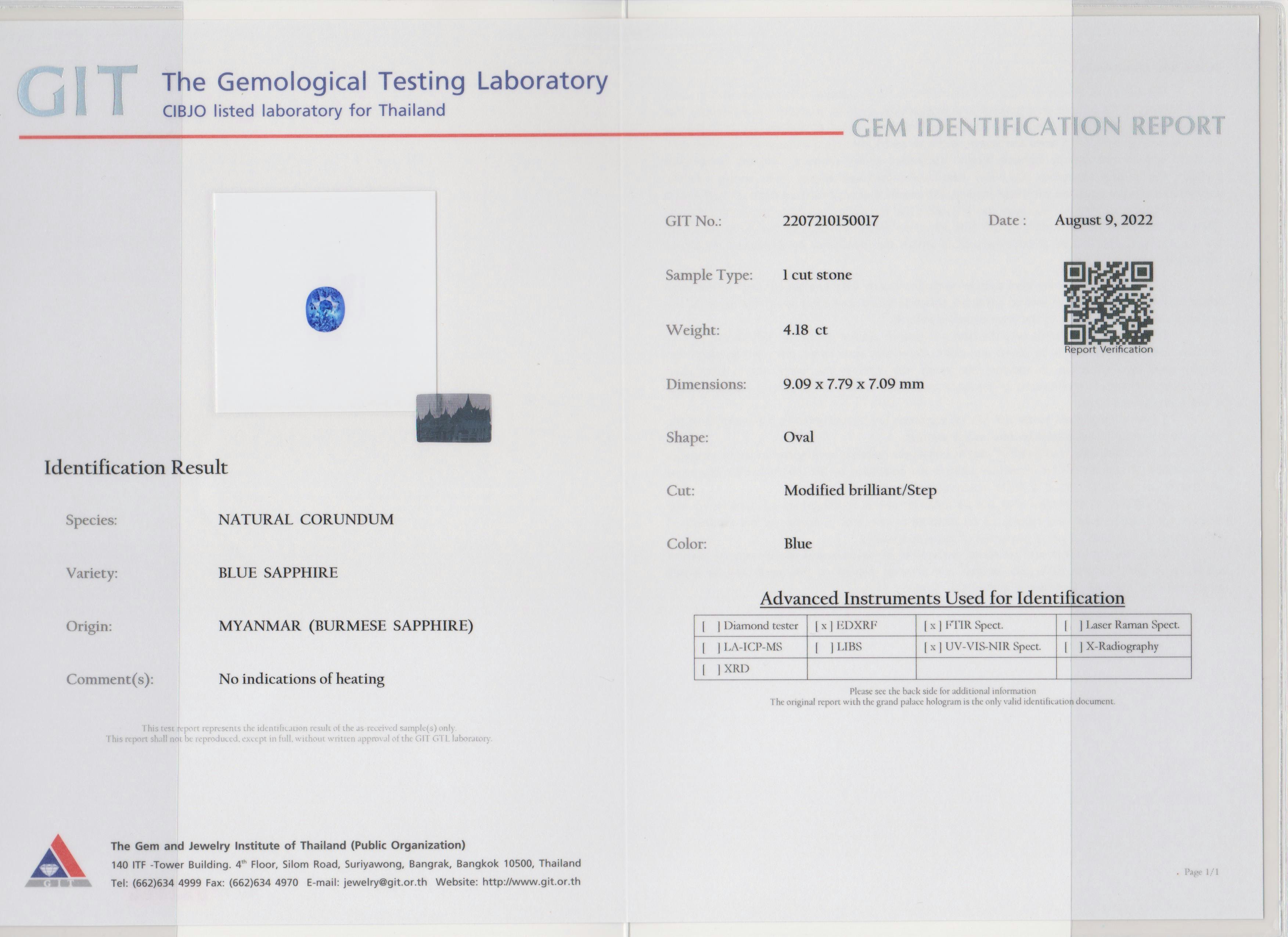 Blue Sapphire 4.18 ct