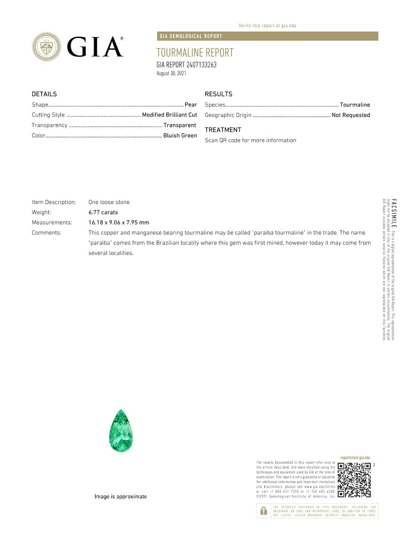 Paraiba Tourmaline 6.76 ct