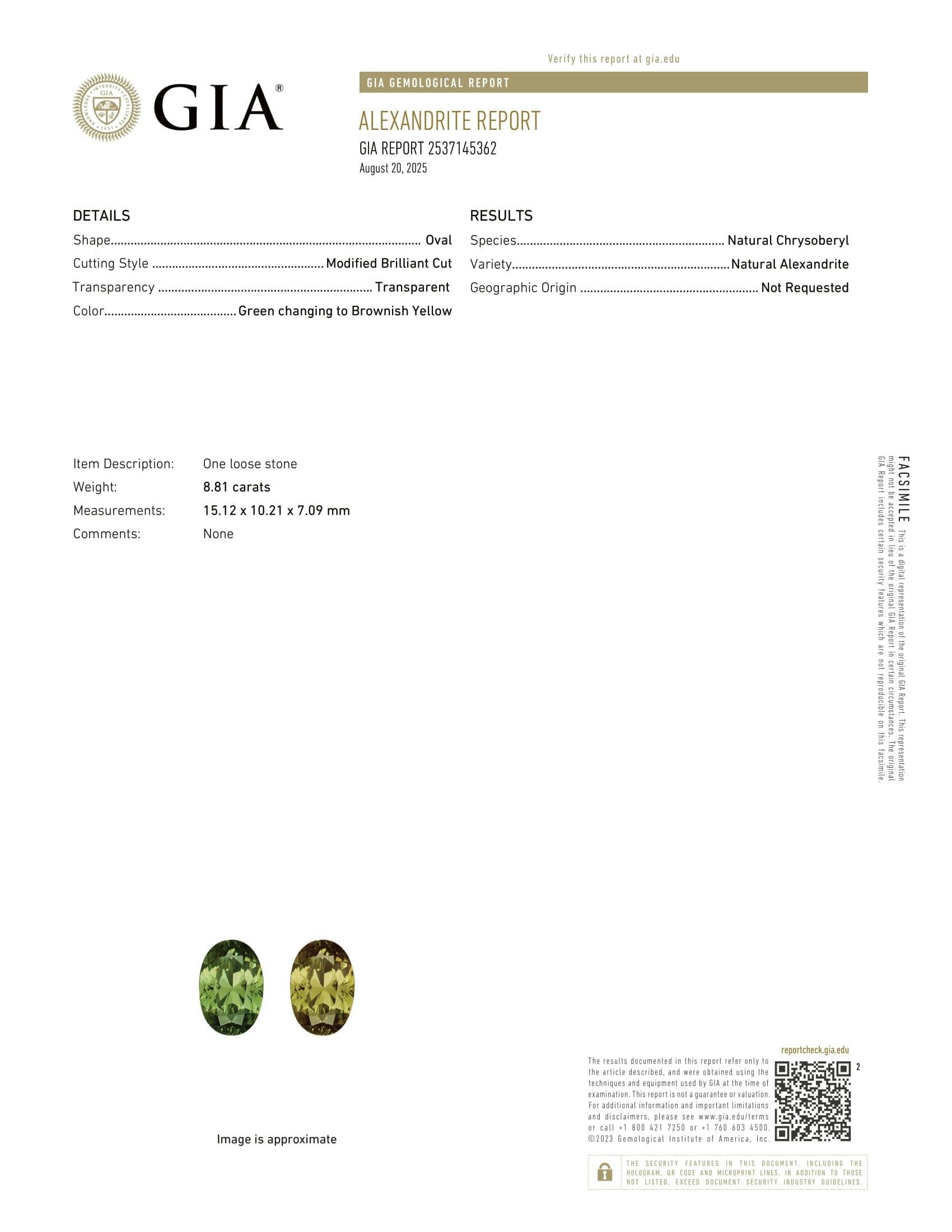 Alexandrite 8.81 ct