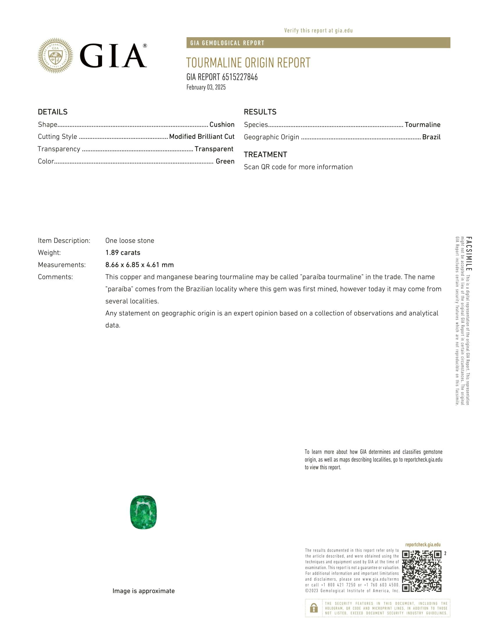 Paraiba Tourmaline 1.89 ct