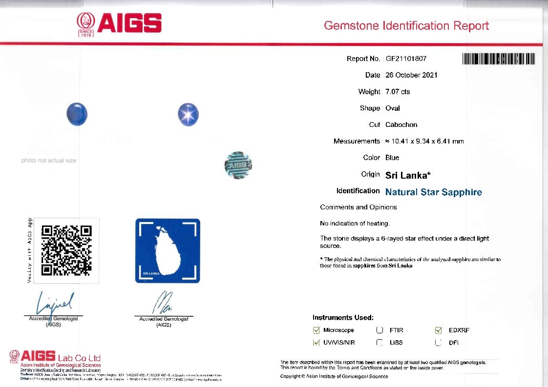Blue Star Sapphire 7.07 ct