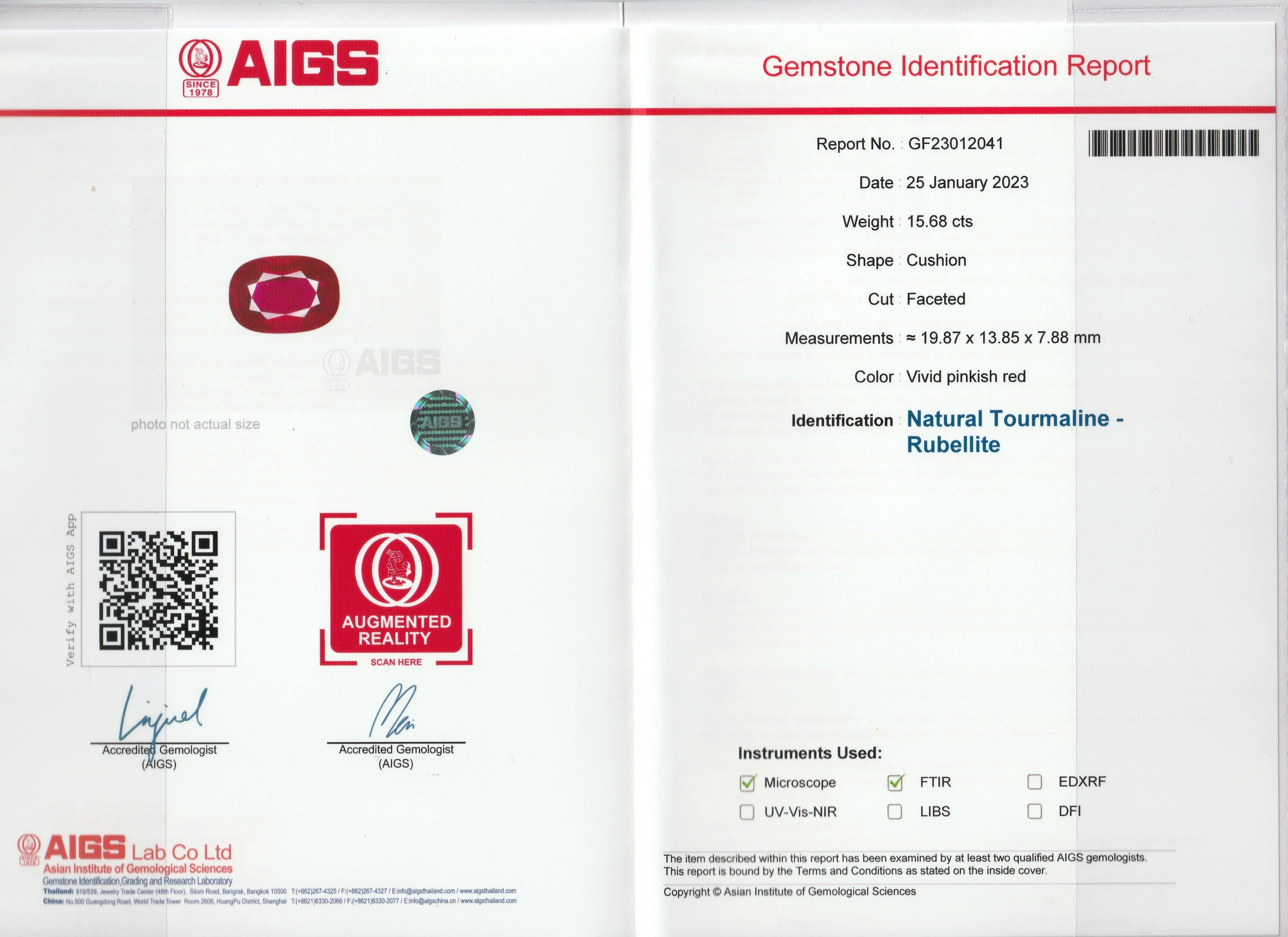 Rubellite Tourmaline 15.68 ct