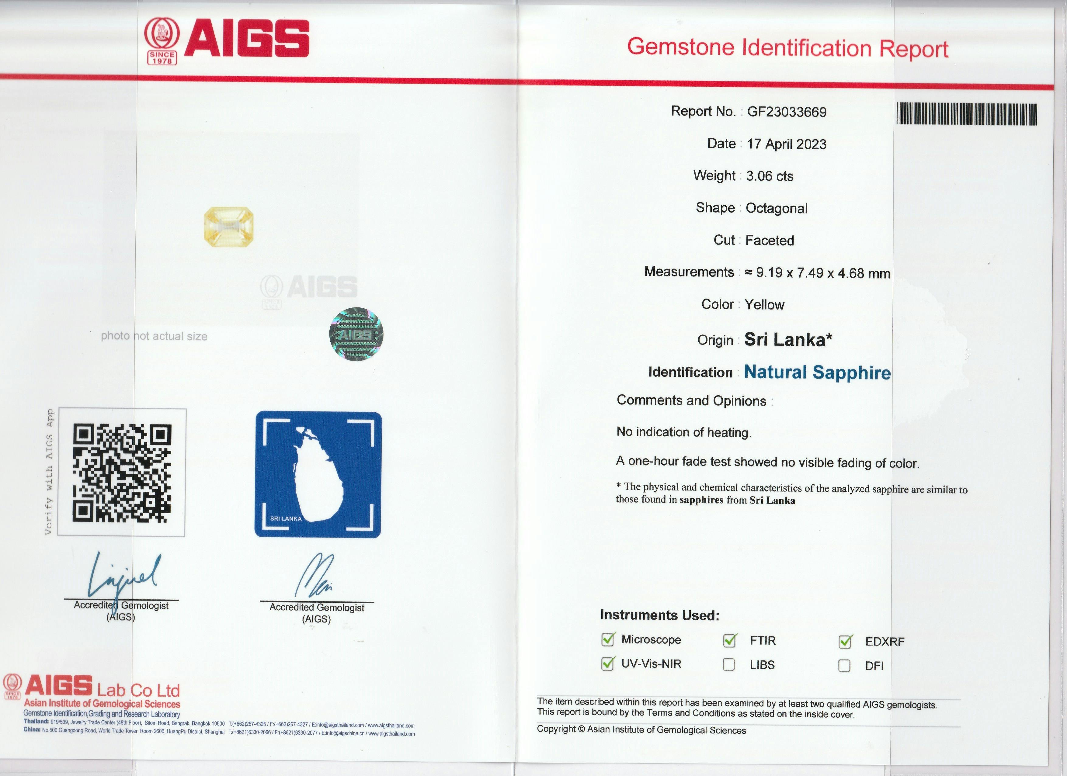 Yellow Sapphire 3.06 ct