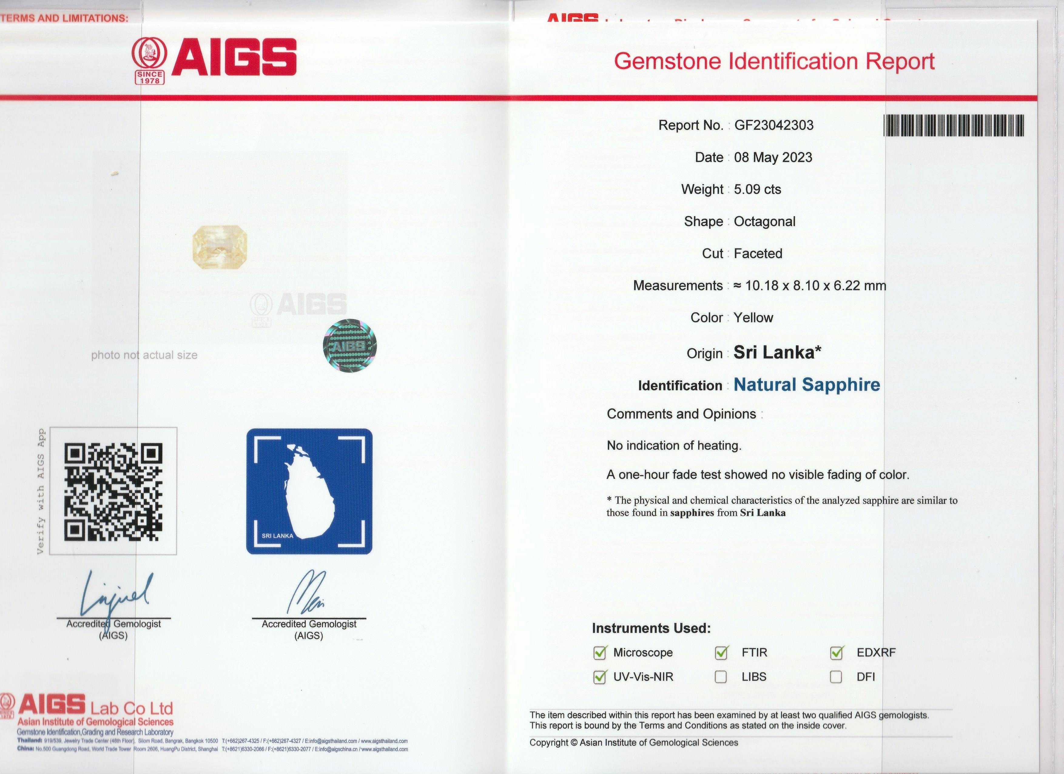 Yellow Sapphire 5.09 ct