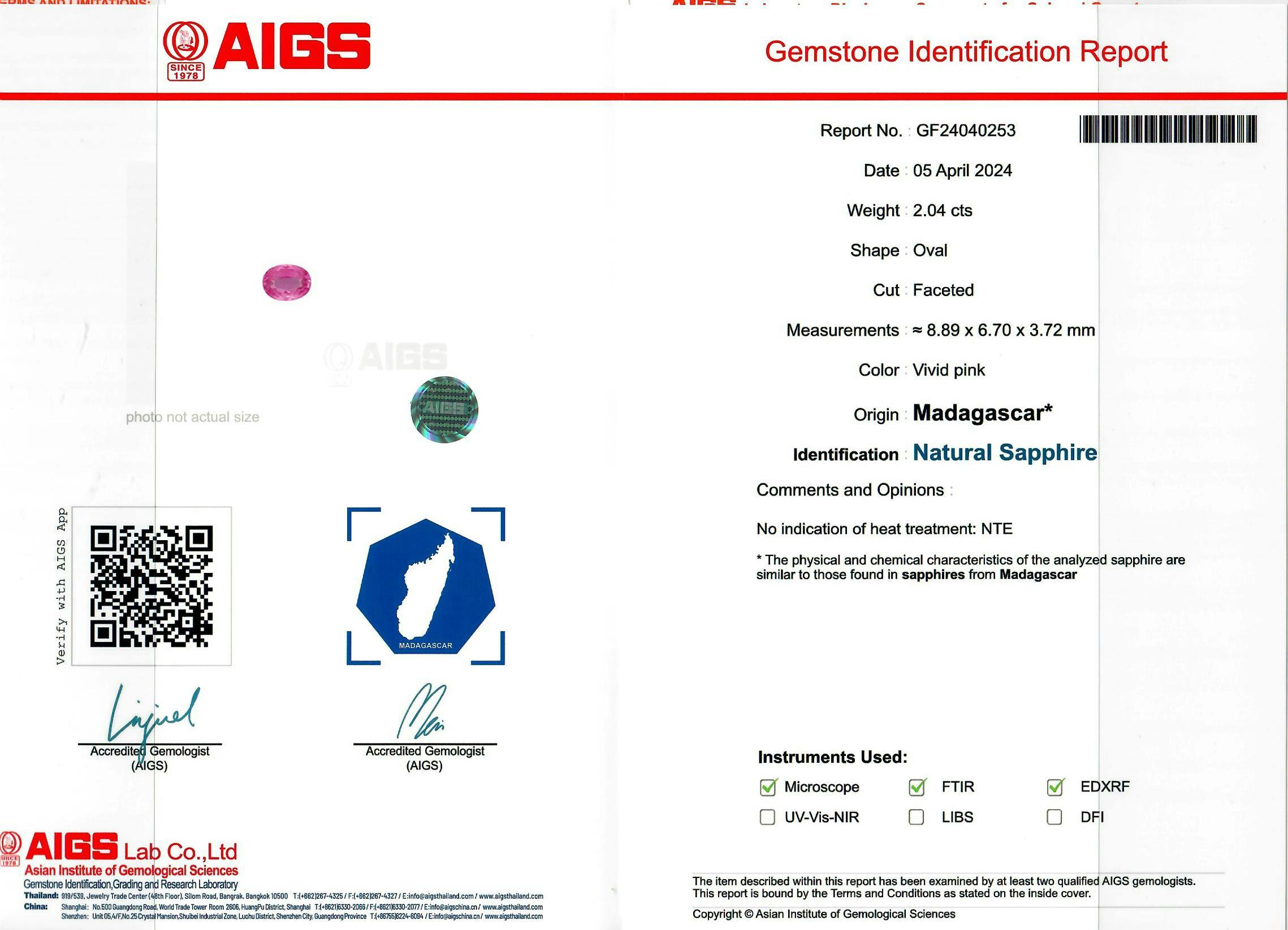Pink Sapphire 2.04 ct