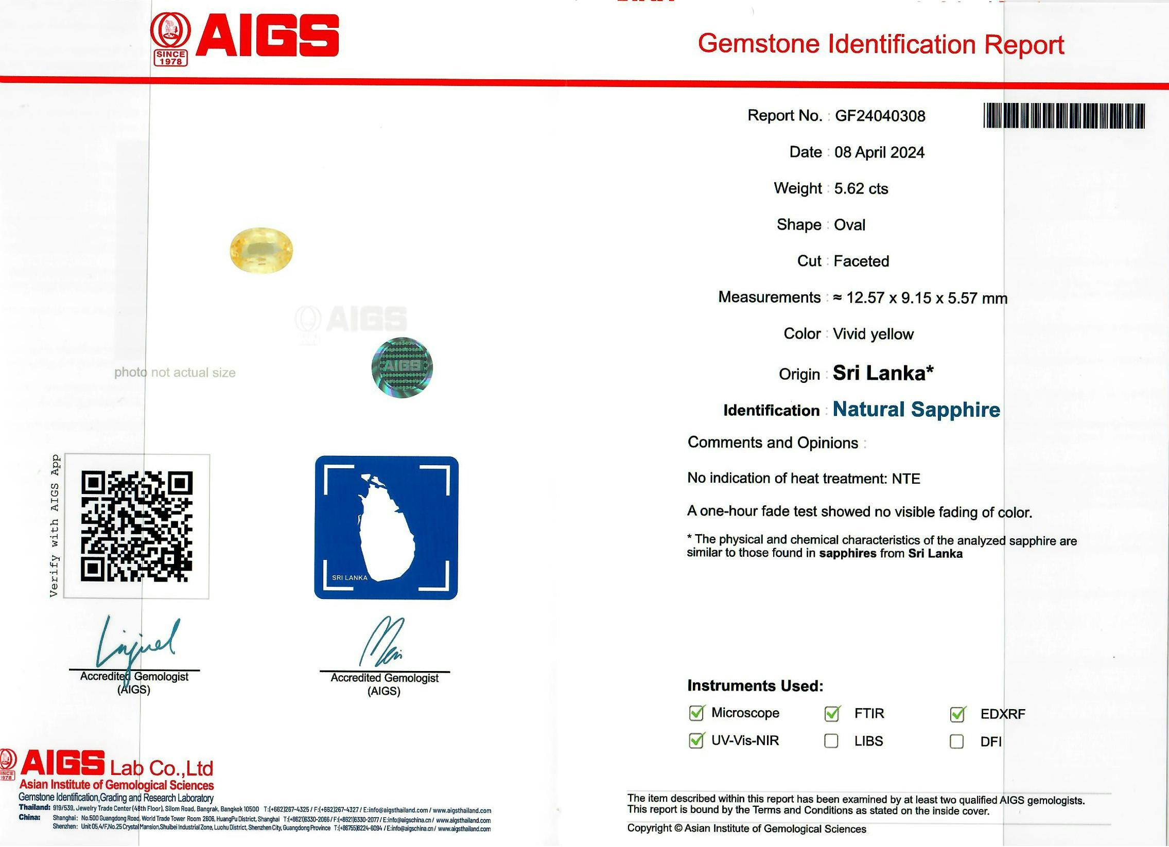 Yellow Sapphire 5.63 ct