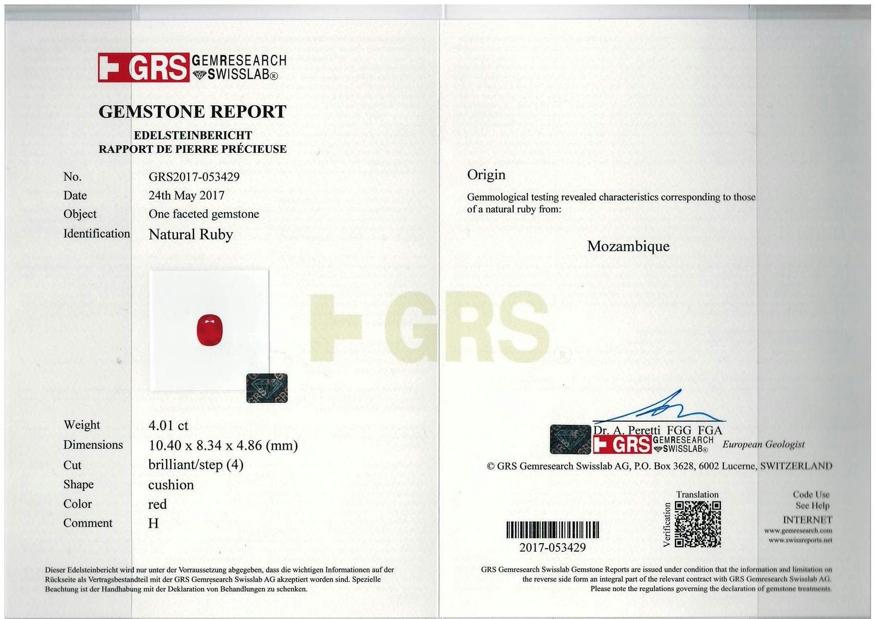 Mozambique Ruby 4.01 ct