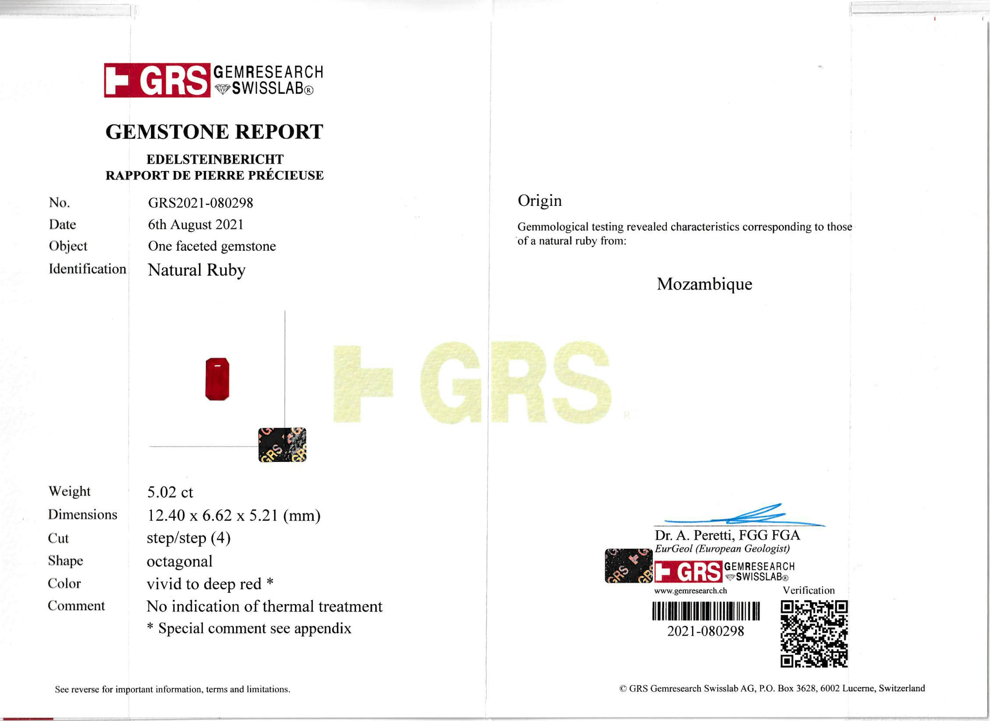 Mozambique Ruby 5.02 ct