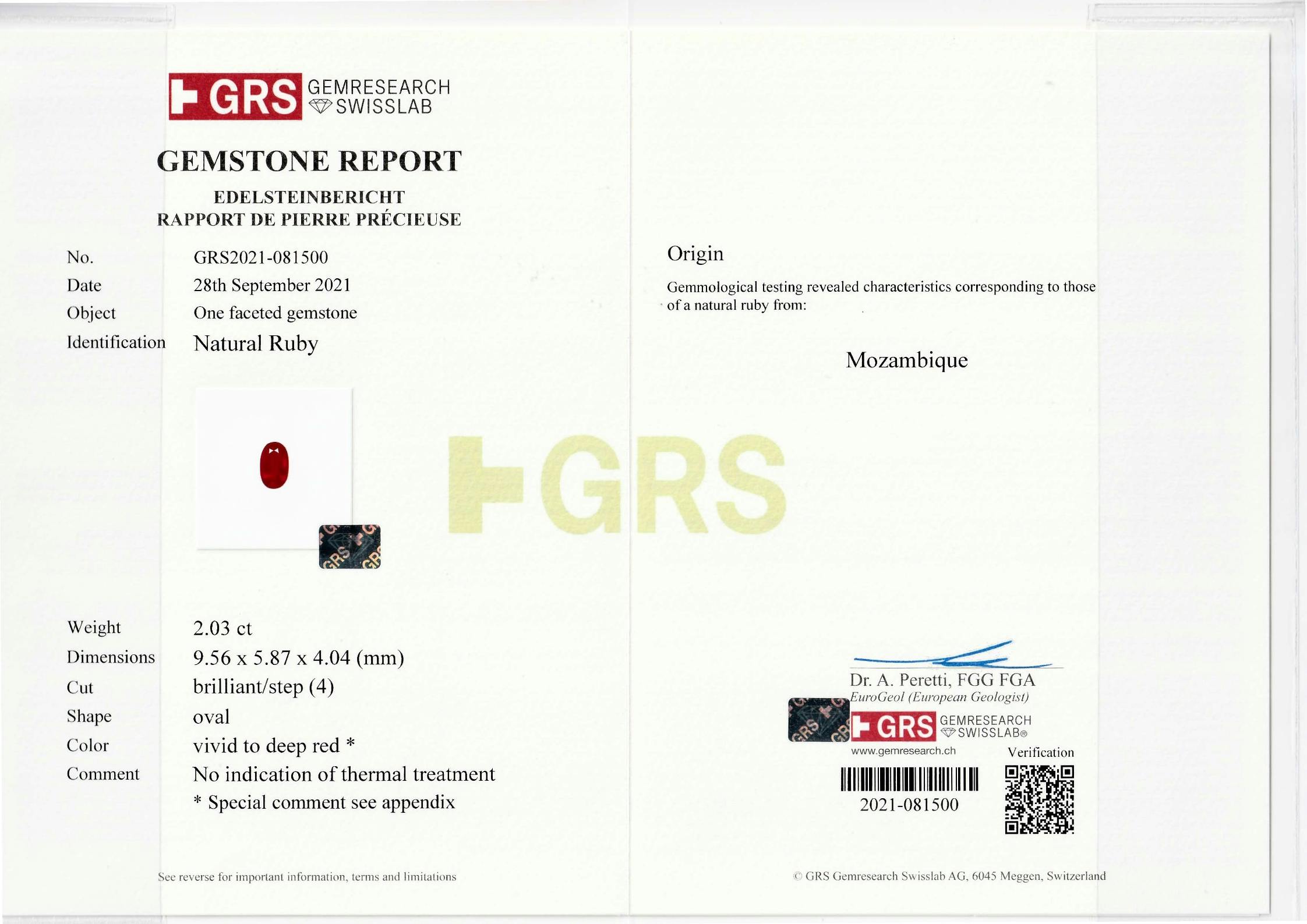 Mozambique Ruby 2.03 ct