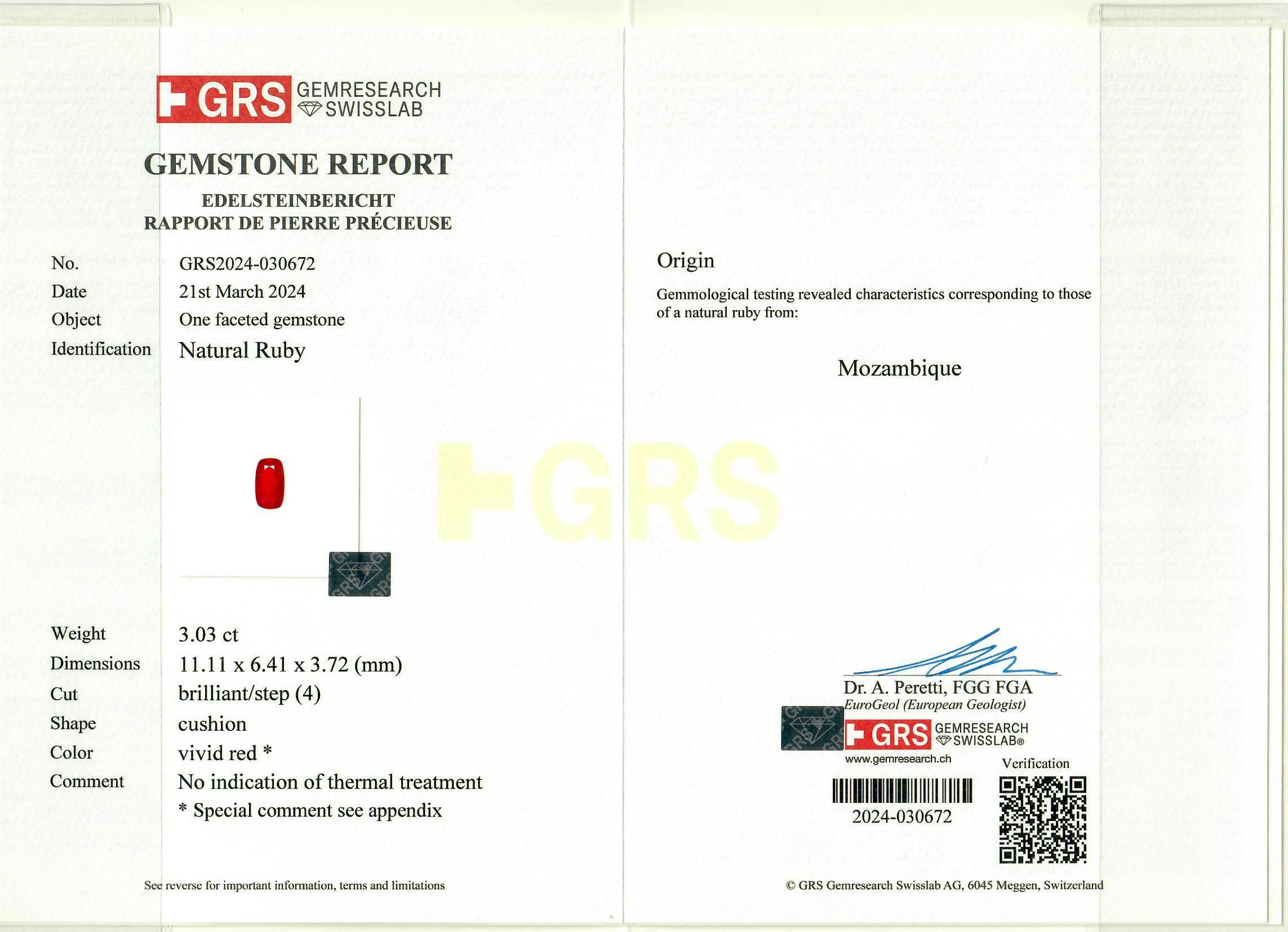 Mozambique Ruby 3.03 ct