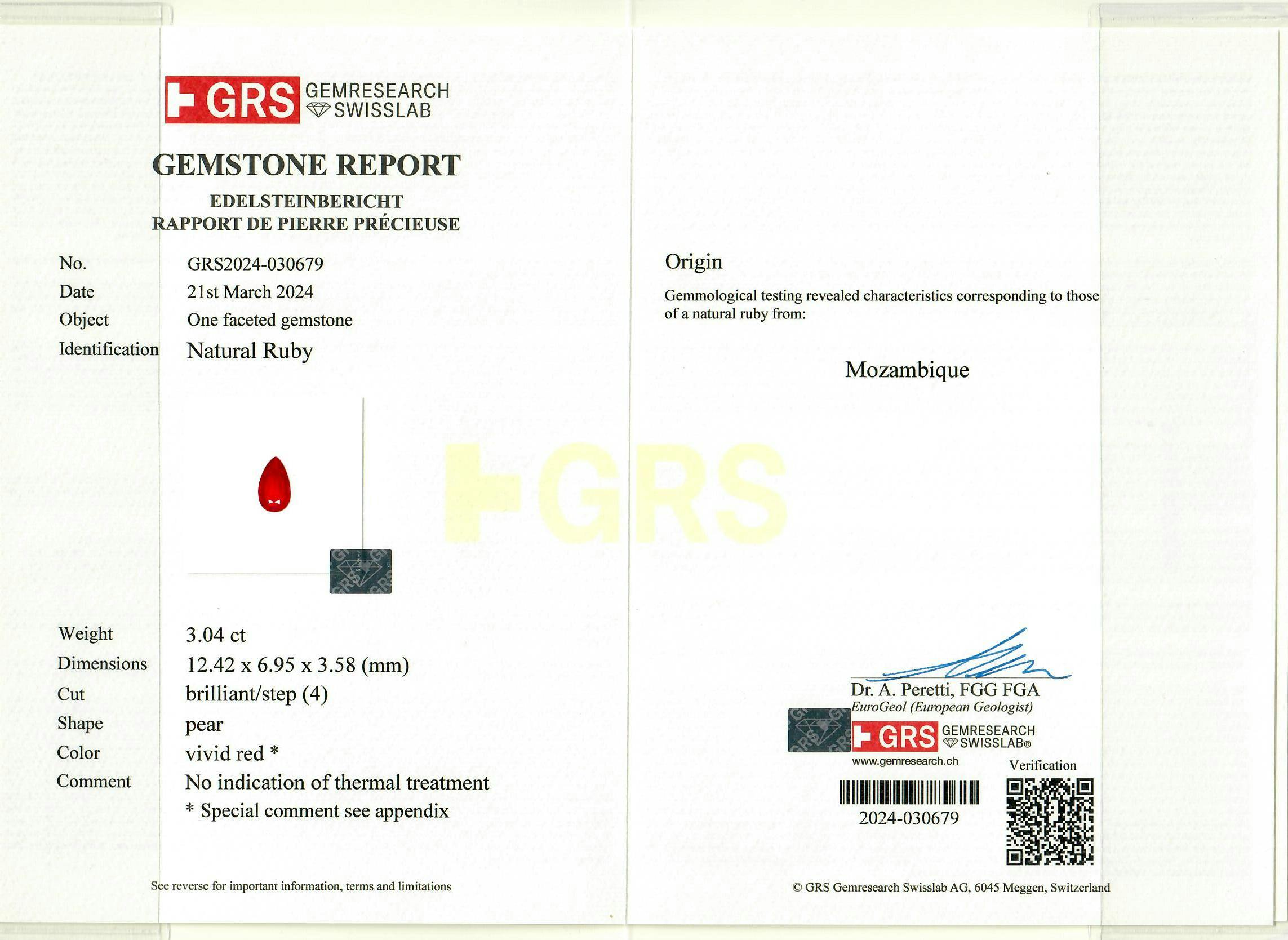 Mozambique Ruby 3.04 ct