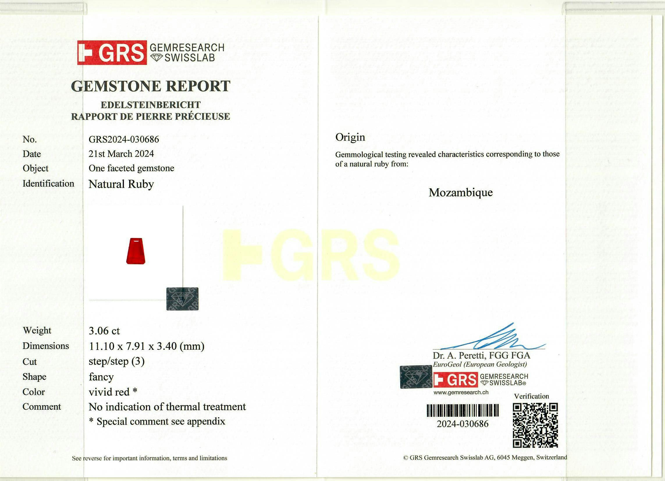 Mozambique Ruby 3.07 ct