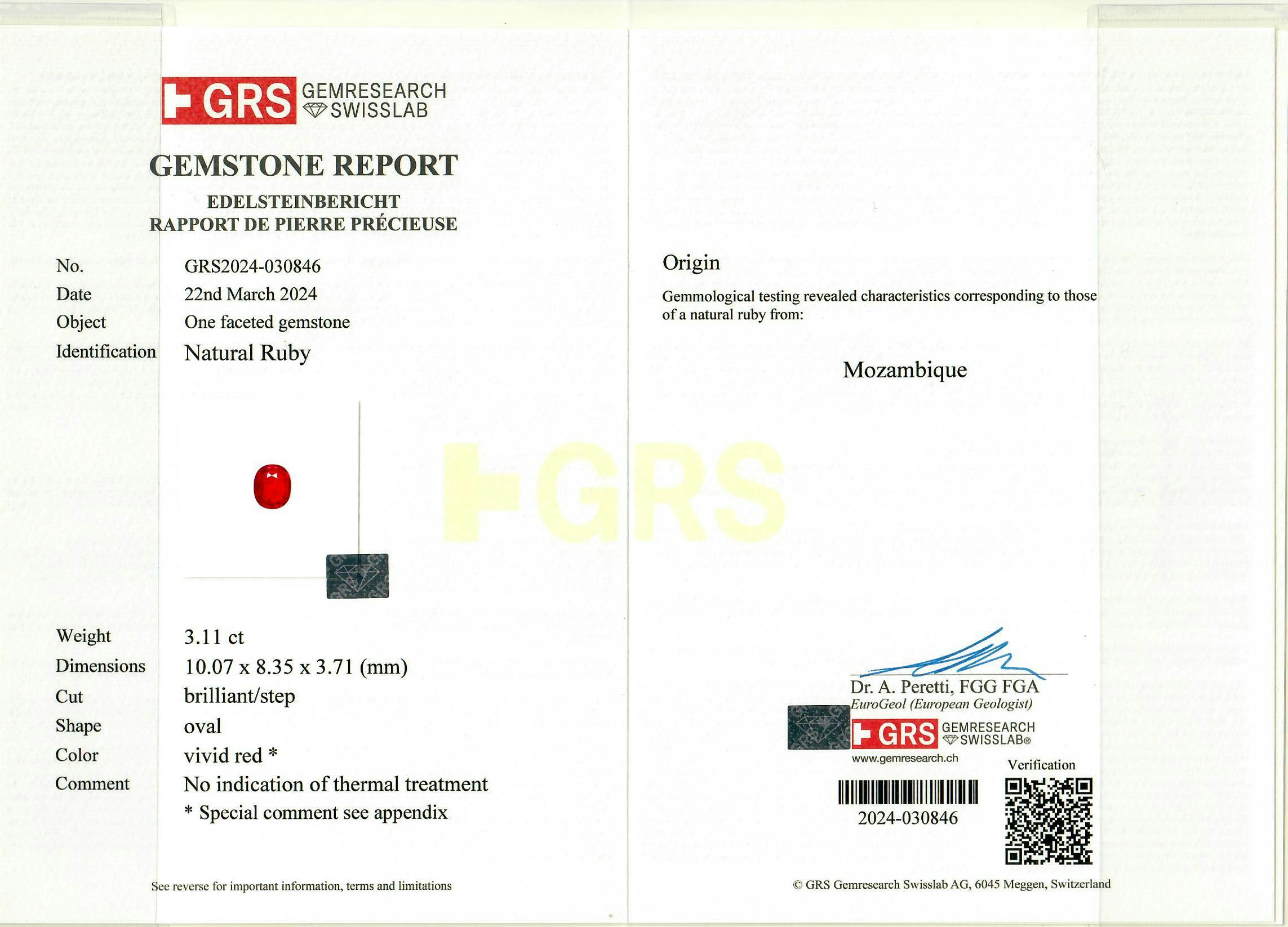 Mozambique Ruby 3.11 ct