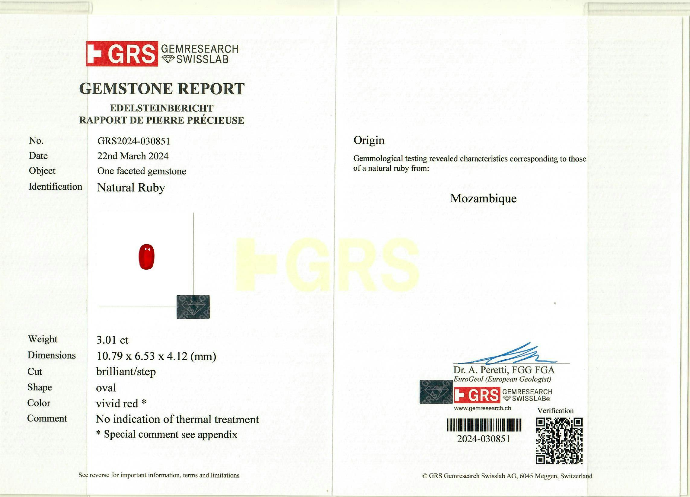 Mozambique Ruby 3.02 ct