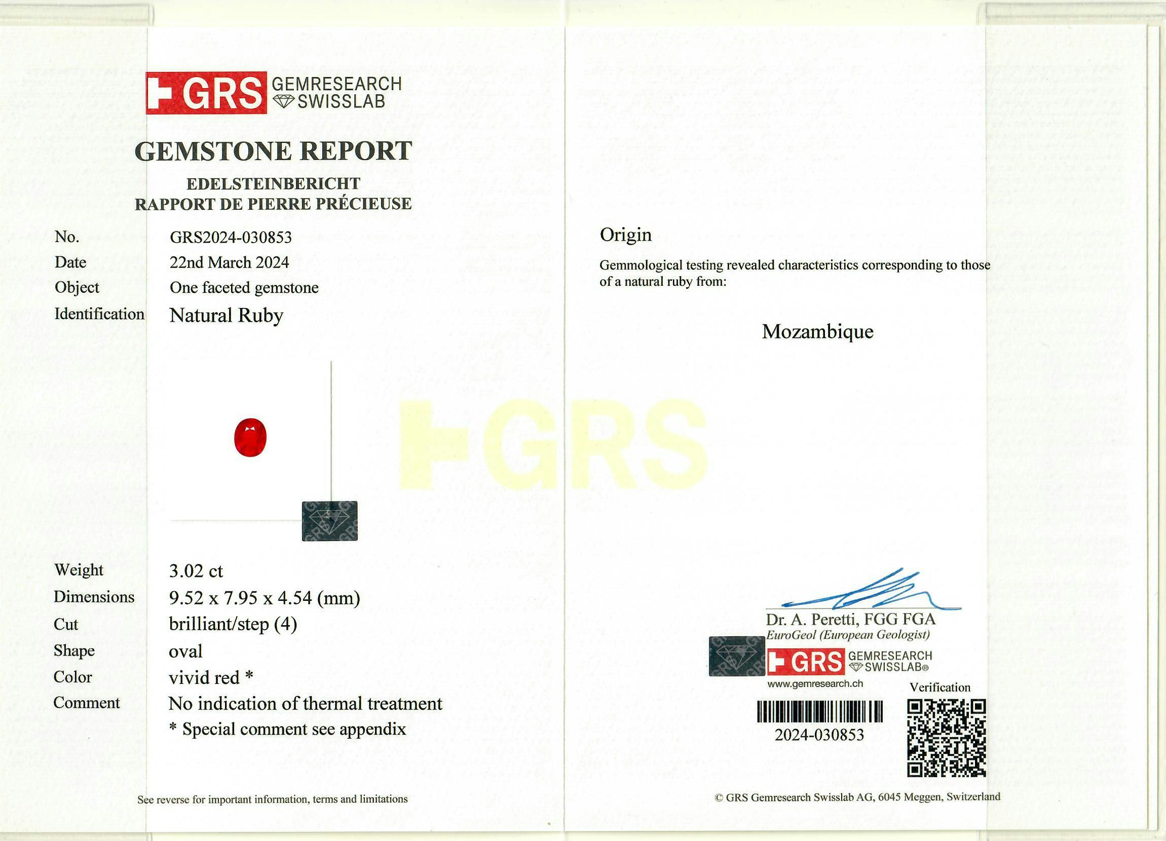 Mozambique Ruby 3.02 ct