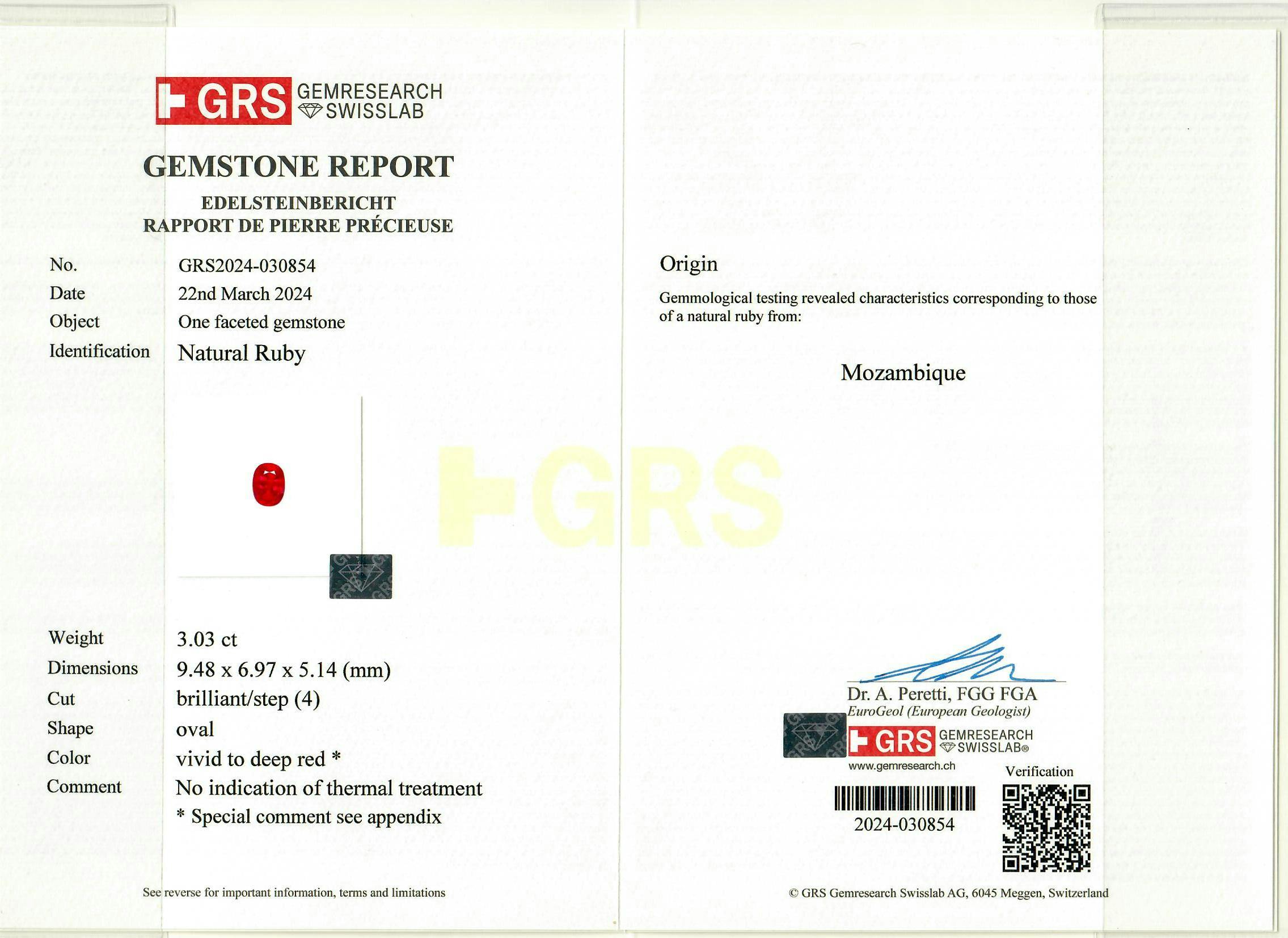 Mozambique Ruby 3.01 ct
