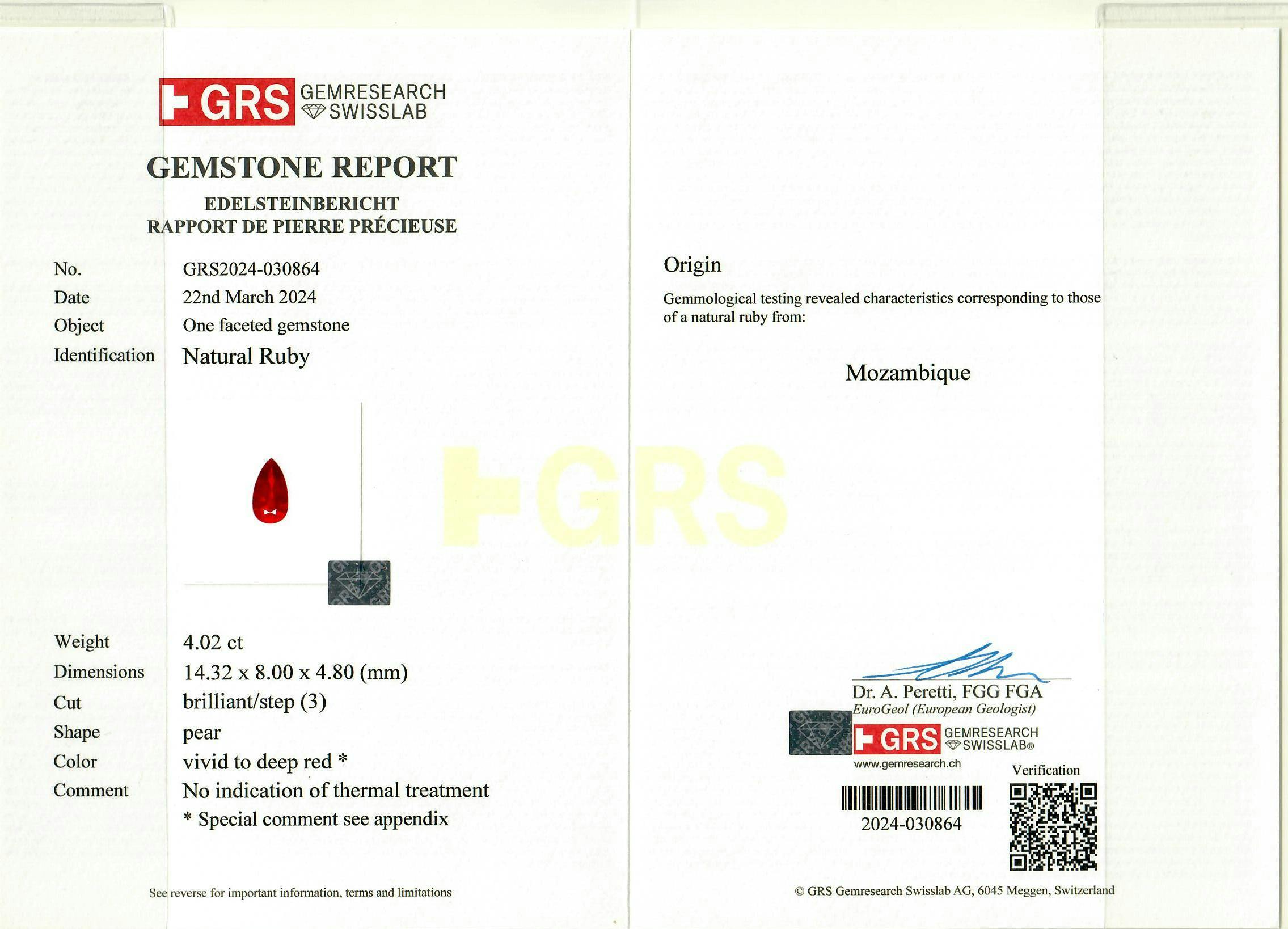 Mozambique Ruby 4.02 ct