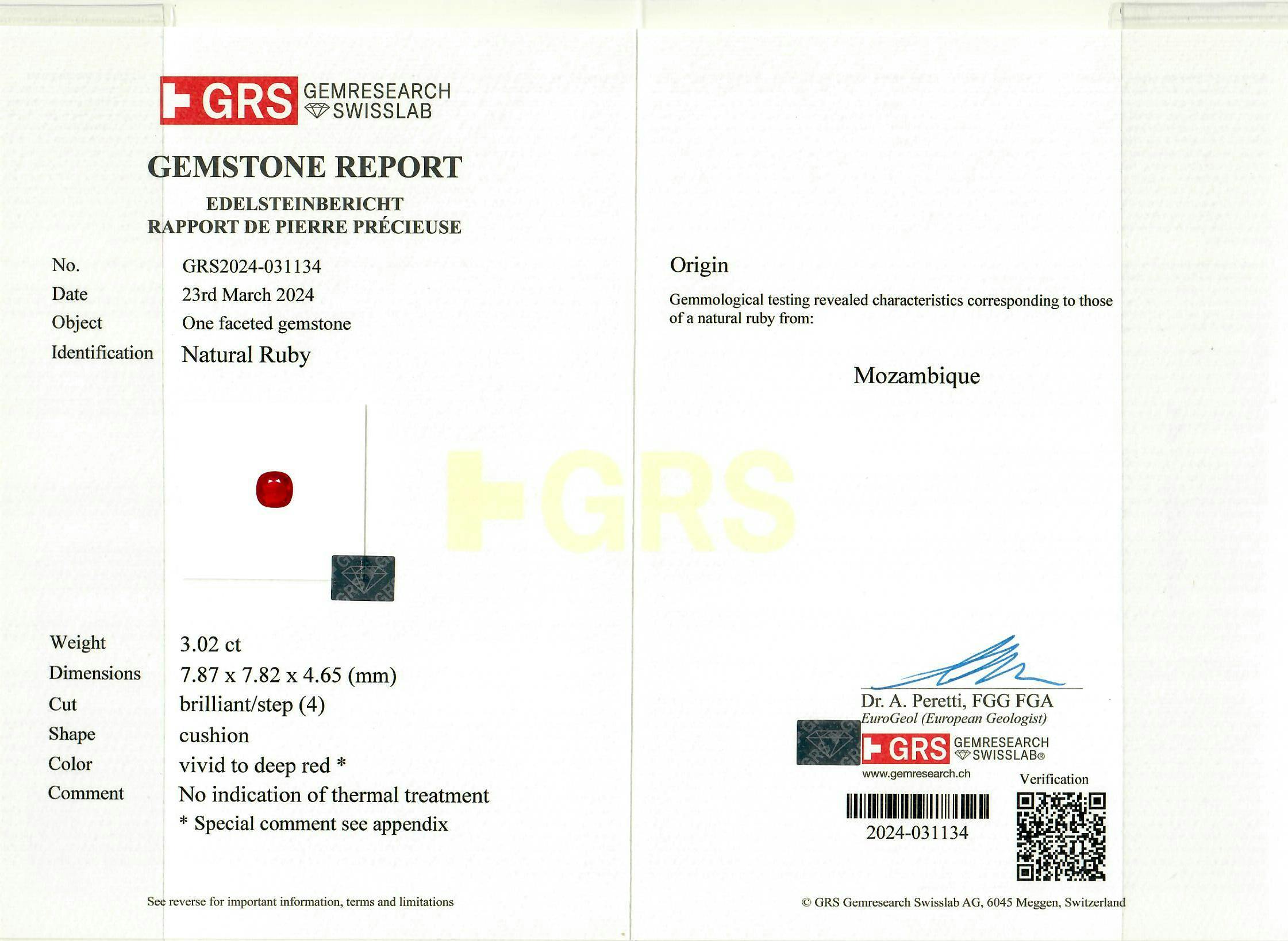 Mozambique Ruby 3.02 ct