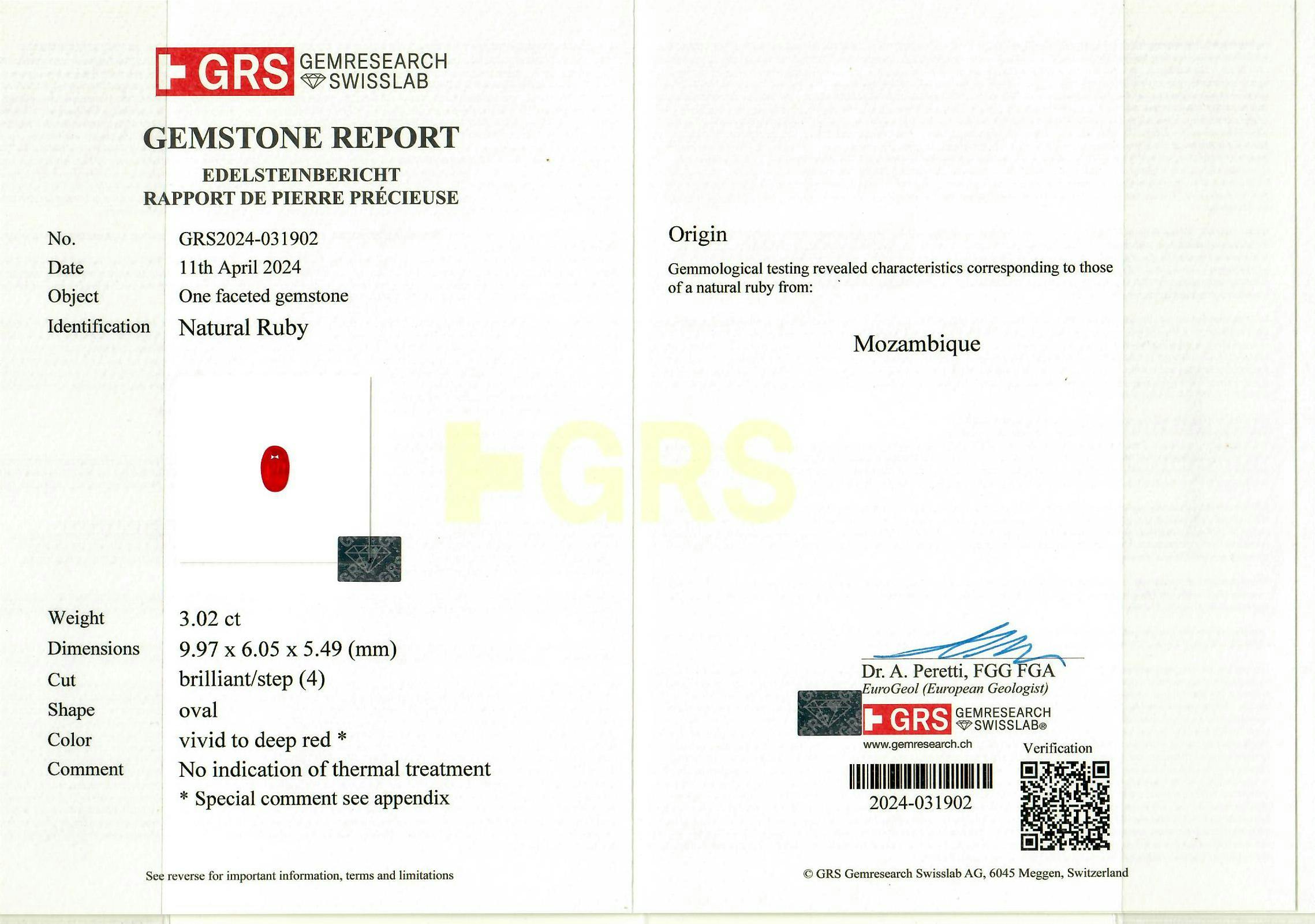Mozambique Ruby 3.02 ct
